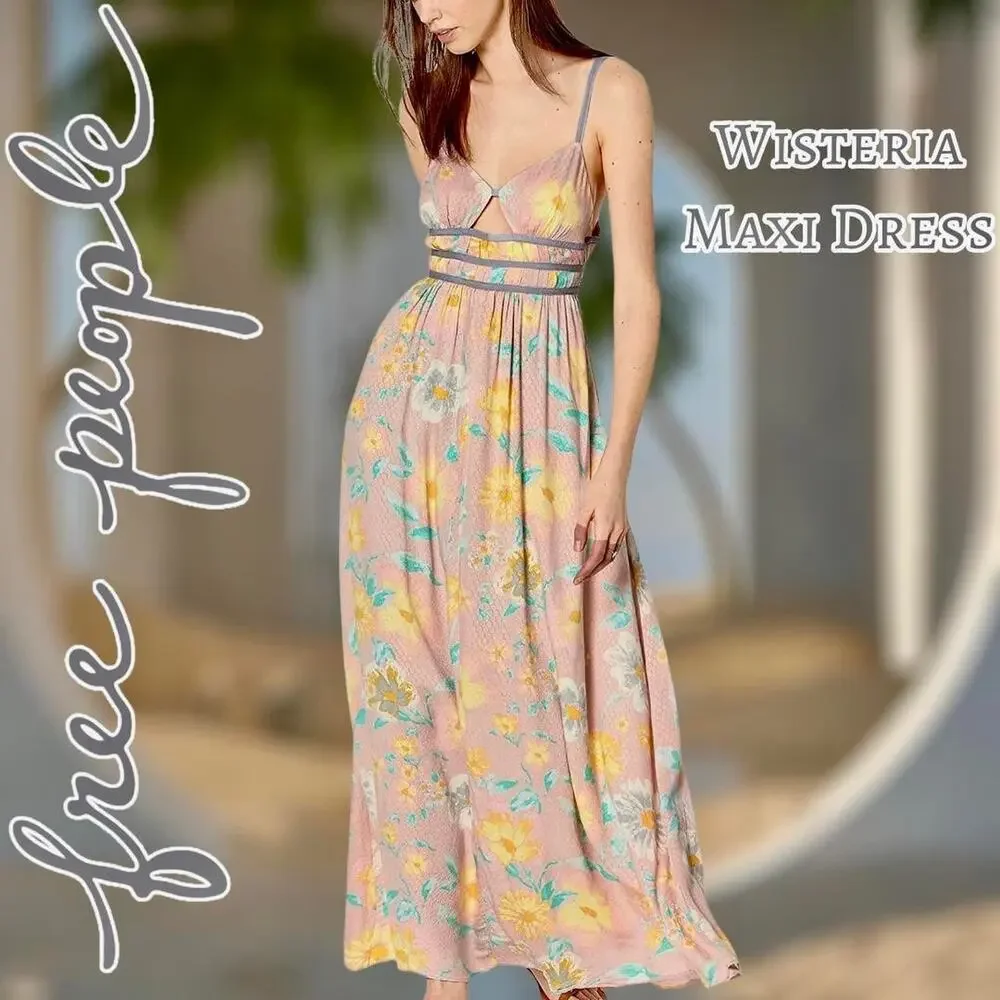 New Free People Wisteria Maxi Dress Light Combo Size Large - Picture 10 of 11